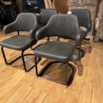 Set van 6 eetkamerstoelen, groen/moss microvezelstof, metalen onderste